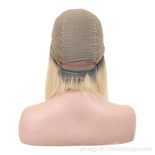 Wholesale 1b/613 Virgin Hair Short Bob Wig, Good Quality Peruvian Remy Hair 13*4 Lace Front Bob Wigs 9A 10A Blonde